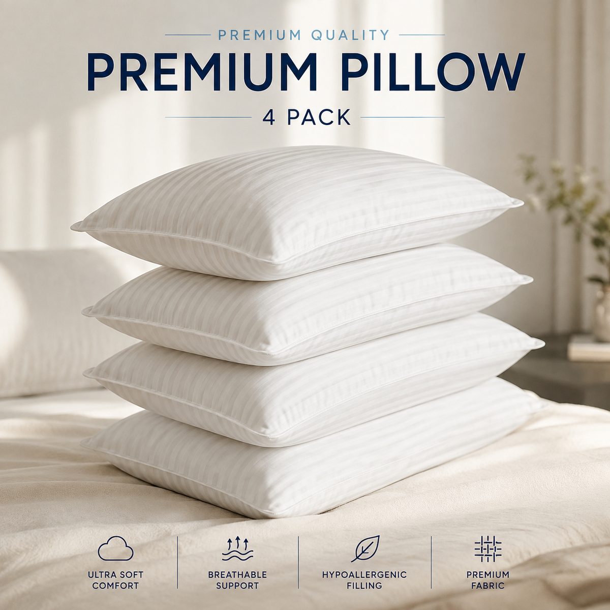 HotelCloud Pillow Set – Premium 4-Pack Sleeping Pillows
