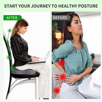 Memory Foam Seat Cushion – Ergonomic Back & Tailbone Support Chair Cushion