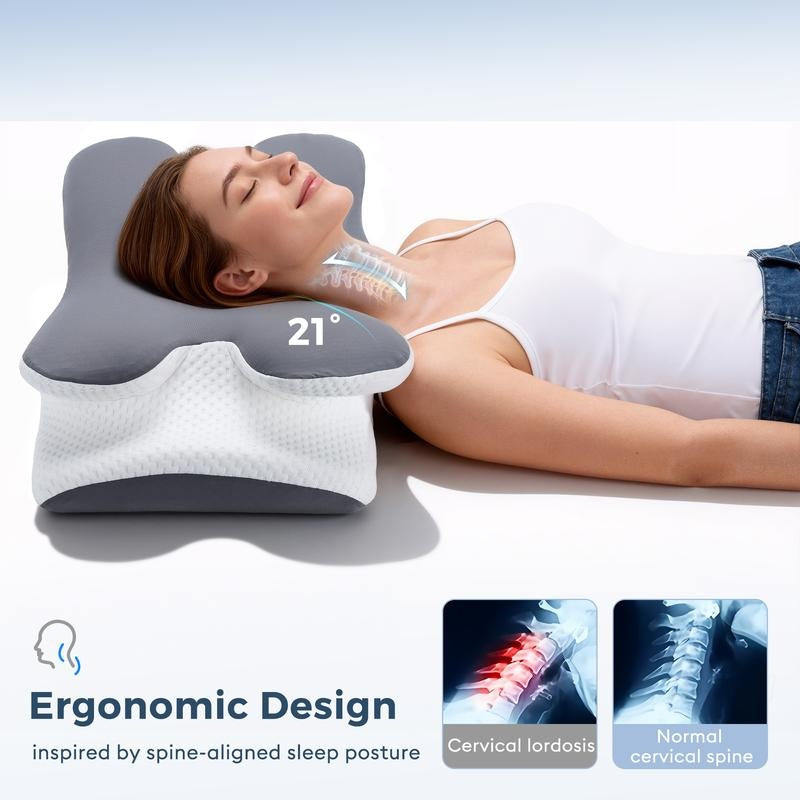 Cooling Memory Neck Pillow – Ergonomic Cervical Support Pillow with Adjustable Height
