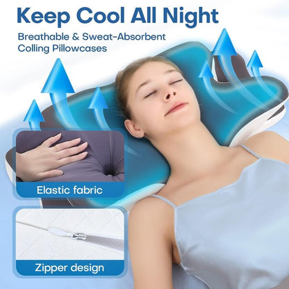 Double-Sided Contoured Neck Pillow – Cooling Memory Foam Pillow for Deep Sleep Comfort