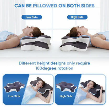 Double-Sided Contoured Neck Pillow – Cooling Memory Foam Pillow for Deep Sleep Comfort