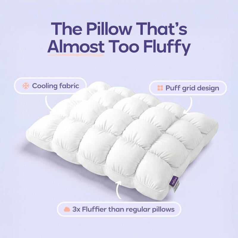 Mellow Sleep Mellow Puff Pillow – Ultra-Fluffy Quilted Cooling Comfort Pillow