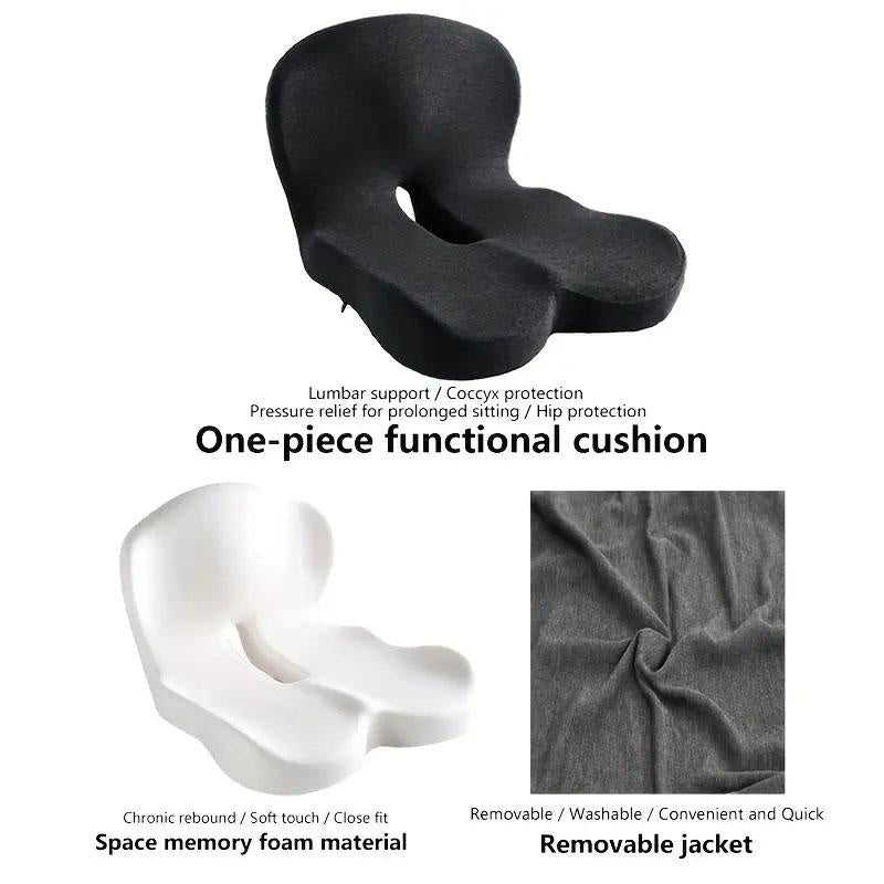 Memory Foam Seat Cushion – Ergonomic Back & Tailbone Support Chair Cushion