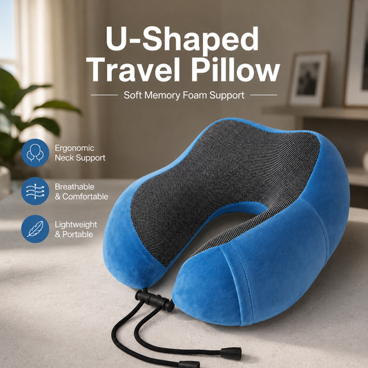 U-Shaped Travel Pillow – Soft Memory Foam Support