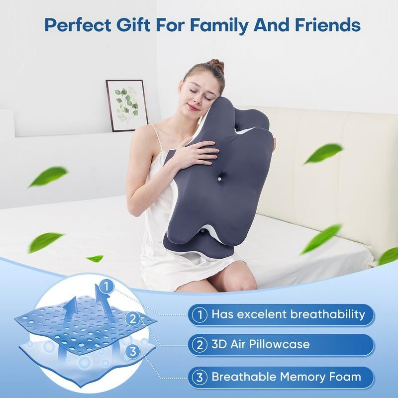 Double-Sided Contoured Neck Pillow – Cooling Memory Foam Pillow for Deep Sleep Comfort