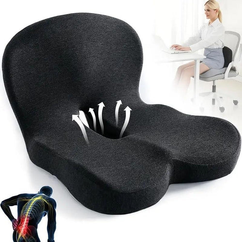 Memory Foam Seat Cushion – Ergonomic Back & Tailbone Support Chair Cushion