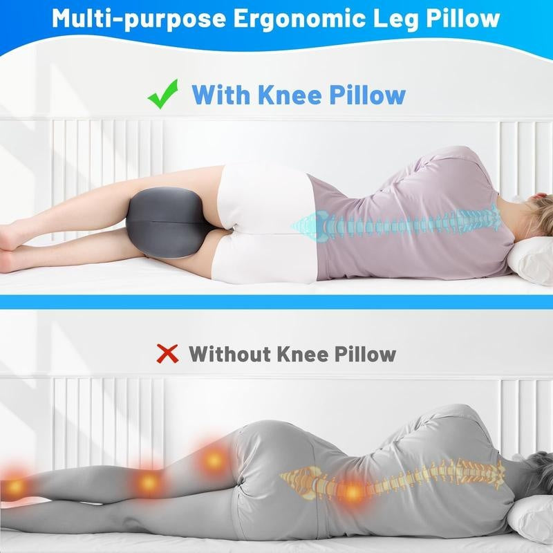 Memory Foam Knee Pillow – Cooling Leg Support Pillow for Side Sleepers