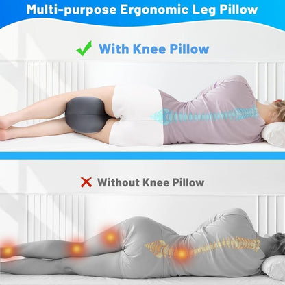 Memory Foam Knee Pillow – Cooling Leg Support Pillow for Side Sleepers