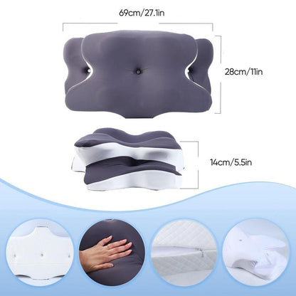 Double-Sided Contoured Neck Pillow – Cooling Memory Foam Pillow for Deep Sleep Comfort