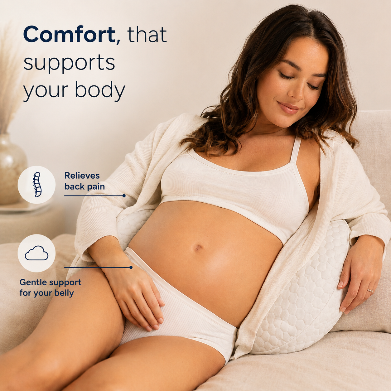 CloudHold Pregnancy Pillow – Adjustable Belly & Back Support