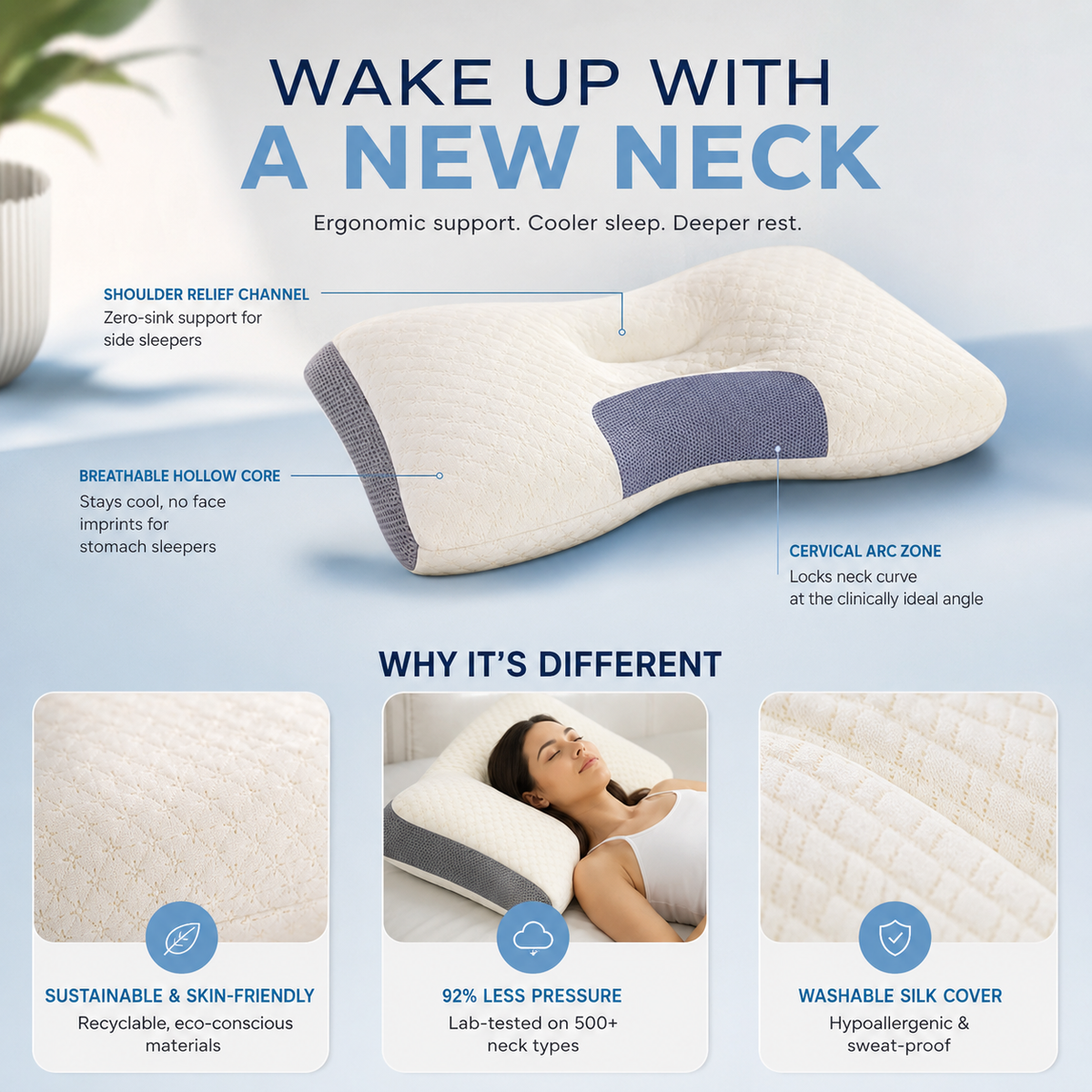 NeckEase Pillow Set – Soft Adjustable Neck Support