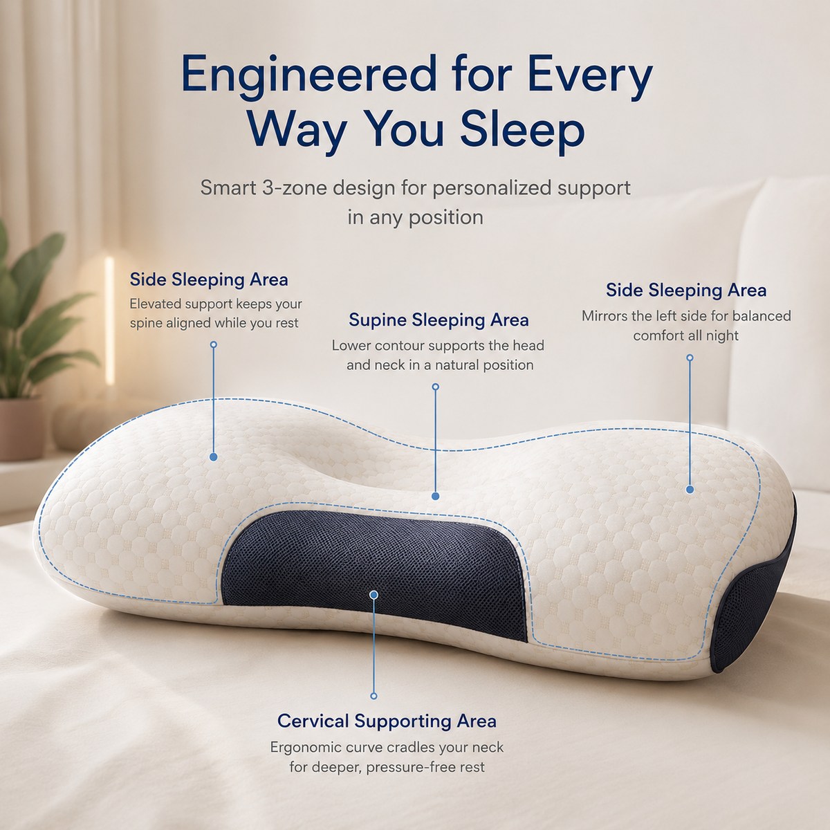 NeckEase Pillow Set – Soft Adjustable Neck Support