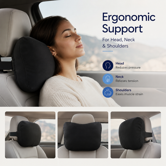 Car Headrest Neck Pillow Set – Soft Travel Support