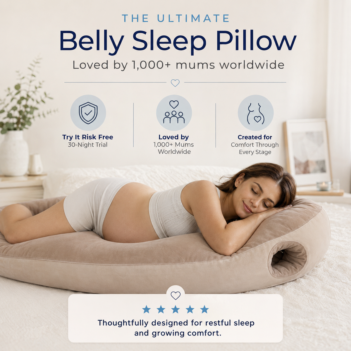 CloudComfort Pregnancy Pillow – Belly & Full-Body Support