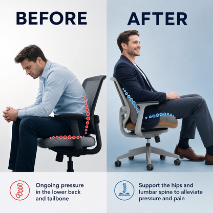 Memory Foam Seat Cushion – Ergonomic Back & Tailbone Support